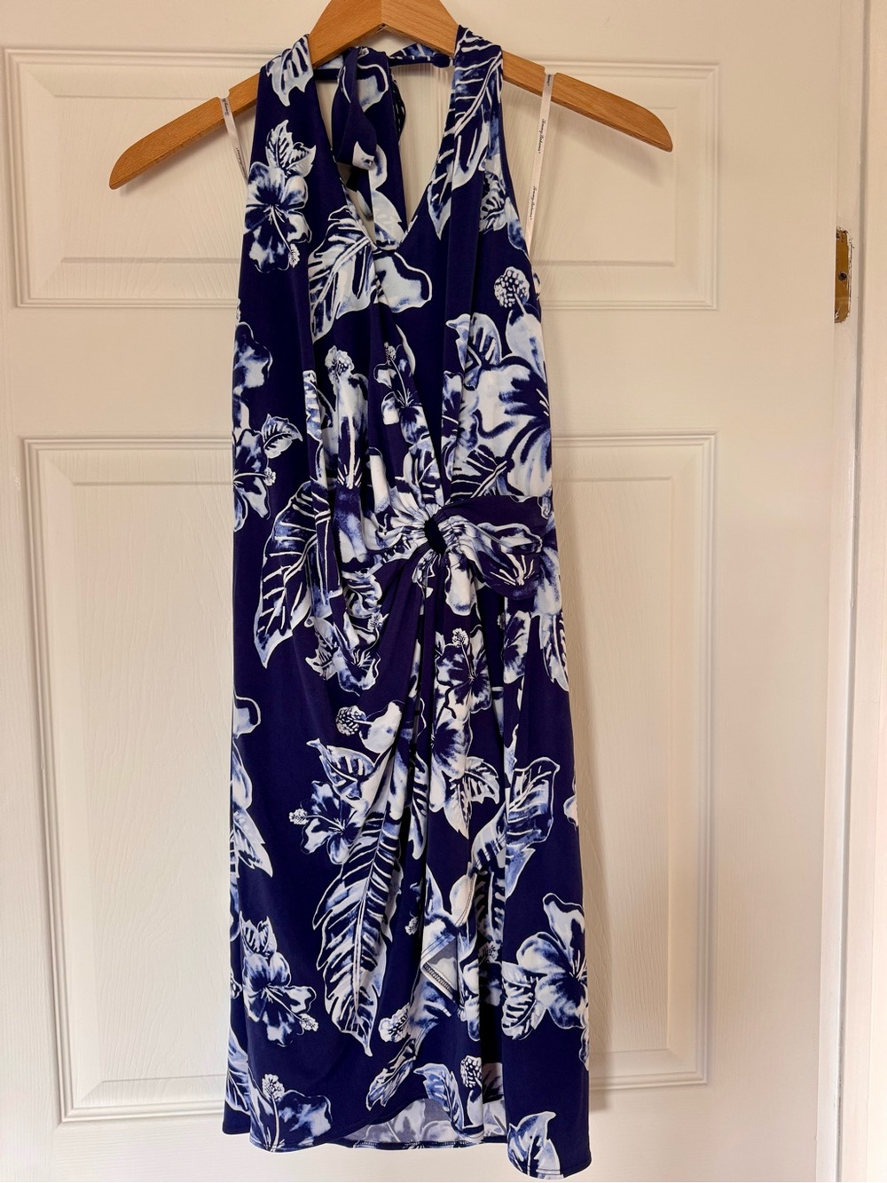 Tommy Bahama Navy & White Floral Halter Tie-Waist Dress new with tags